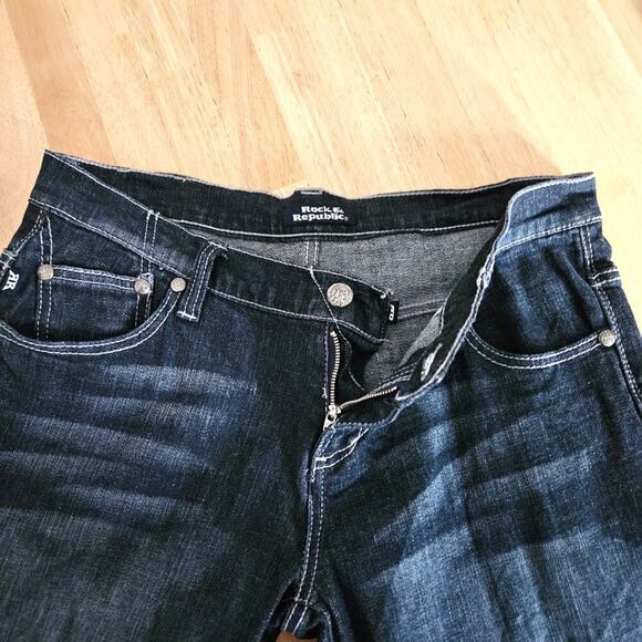 Rock & Republic Kiedis Jeans Dark Wash Bootcut Beaded R - size 31 - Picture 4 of 12